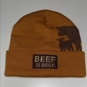 Vie Gear Beef Is Best Brown Knit Beanie OS